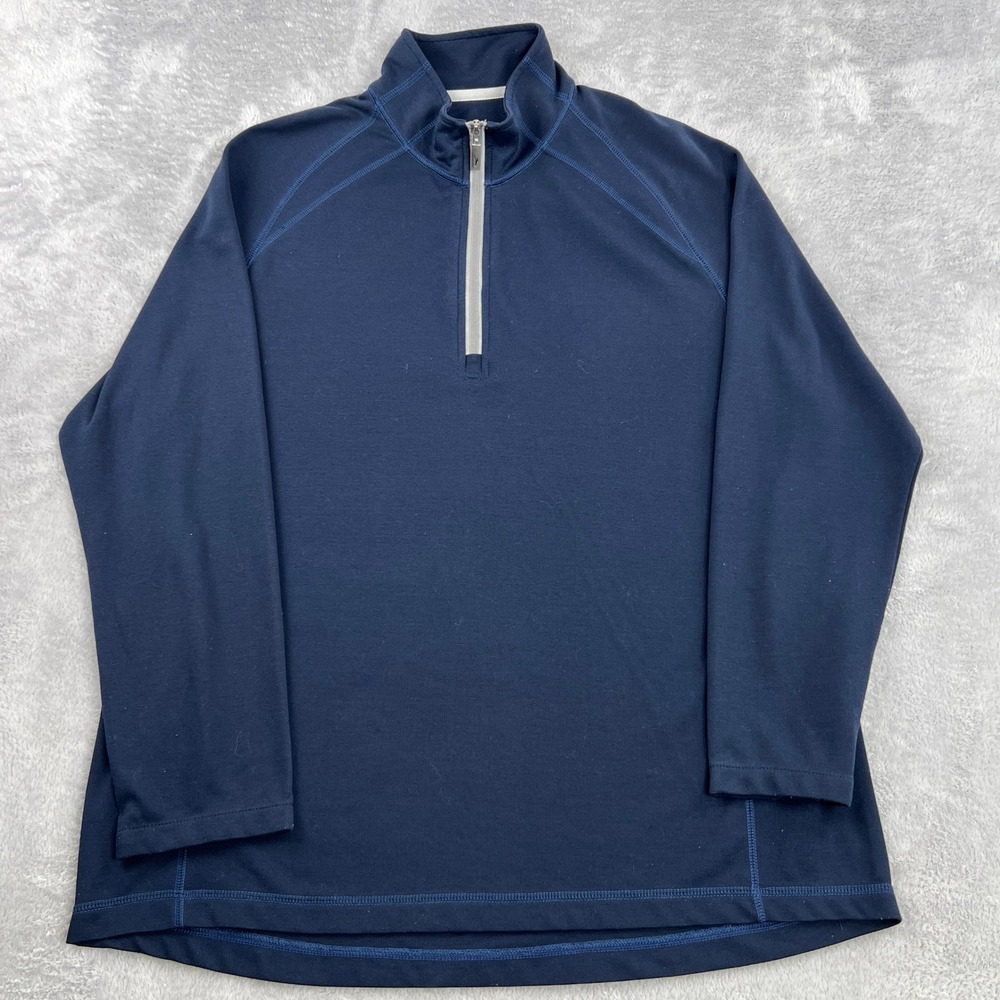 Tommy Bahama 1/4 Zip Pullover Sweater M Navy Coastal Athleisure Casual Mens